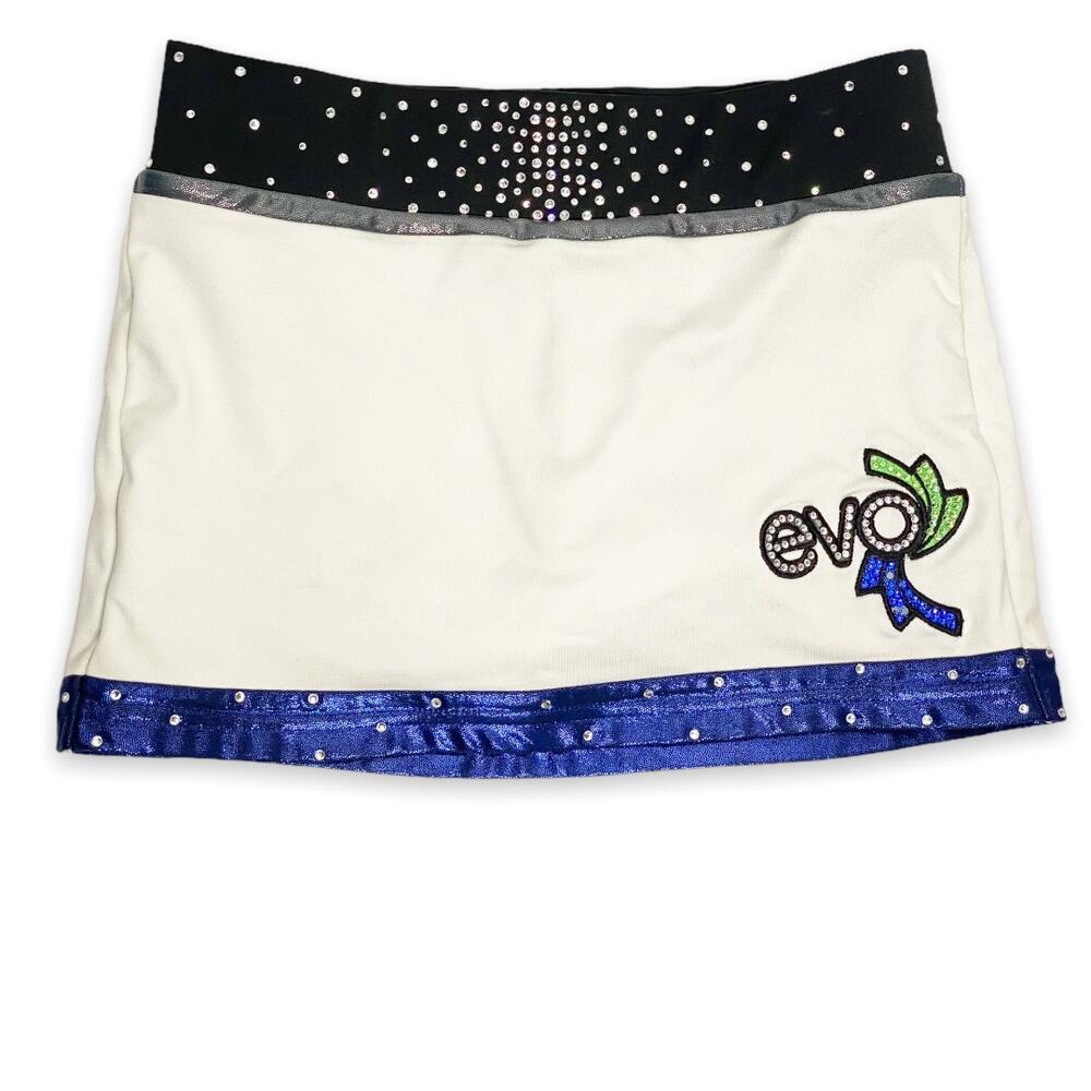 Youth Rebel Athletic EVO Rhinestone Flouncy White Skirt Skort YXL